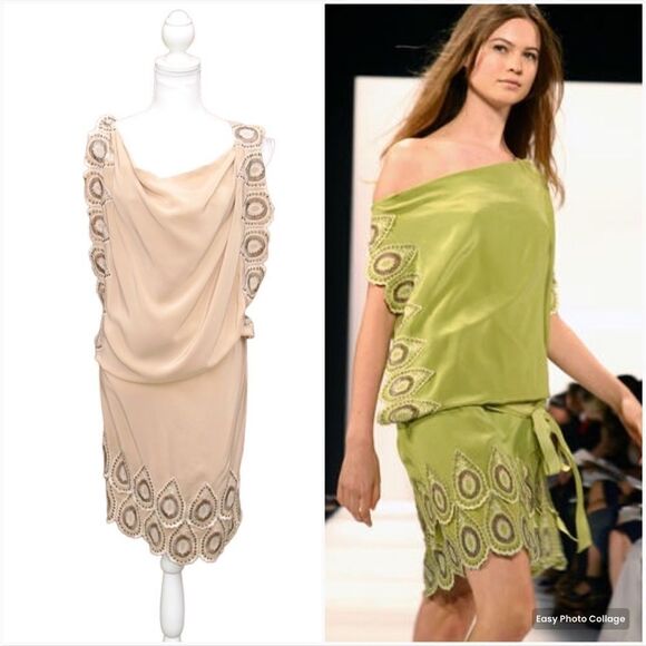 NWT BCBG Max Azria Runway Silk Crochet Lace Dress - Picture 1 of 9